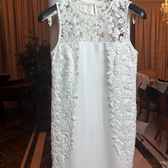 Annette Lepore Lace Panel Shift Dress | White | Elegant Feminine | Size S - Picture 2 of 9